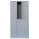 L&uuml;llmann&reg; XL Garderobenschrank, 3 Abteile doppelst&ouml;ckig, H 1950 x B 885 x T 500 mm, grau