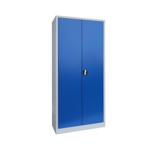 Lüllmann® Mehrzweckschrank mit Flügeltüren, 1800 x 800 x 383 mm, grau/enzianblau