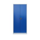 L&uuml;llmann&reg; Mehrzweckschrank mit Fl&uuml;gelt&uuml;ren, 1800 x 800 x 383 mm, grau/enzianblau