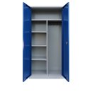 L&uuml;llmann&reg; Mehrzweckschrank mit Fl&uuml;gelt&uuml;ren, 1950 x 925 x 422 mm, grau/enzianblau