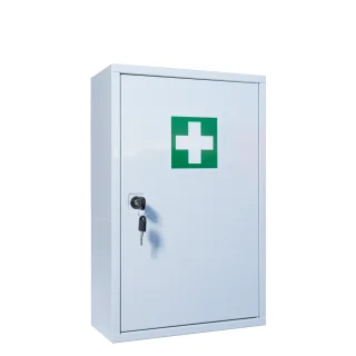 First-aid cabinet with filling DIN 13157
