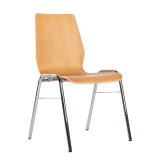 Wooden shell chair without armrests