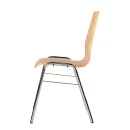 Wooden shell chair without armrests