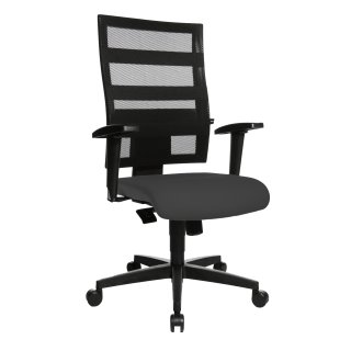 Swivel chair with armrests - Black polyamide base - dark grey