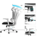 B&uuml;rodrehstuhl mit Kopf- Nackenst&uuml;tze und 5D Armlehnen, 3D geteilter Netzr&uuml;cken, Lordosenst&uuml;tze, schwarz/schwarz