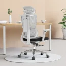 B&uuml;rodrehstuhl mit Kopf- Nackenst&uuml;tze und 5D Armlehnen, 3D geteilter Netzr&uuml;cken, Lordosenst&uuml;tze, grau/schwarz
