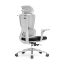 B&uuml;rodrehstuhl mit Kopf- Nackenst&uuml;tze und 5D Armlehnen, 3D geteilter Netzr&uuml;cken, Lordosenst&uuml;tze, grau/schwarz