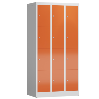 B-WARE - Fächerschrank grau/rot, 120 cm breit, 20 Fächer