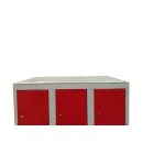 B-WARE - F&auml;cherschrank grau/rot, 120 cm breit, 20 F&auml;cher