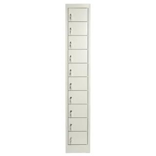 Fächerschrank, Schließfachschrank mit 10 Fächern, 1800 x 300 x 500 mm, lichtgrau