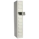 F&auml;cherschrank, Schlie&szlig;fachschrank mit 10 F&auml;chern, 1800 x 300 x 500 mm, lichtgrau
