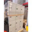 B-WARE - XL F&auml;cherschrank grau, 120 cm breit, 12 F&auml;cher, Zahlenkombischloss