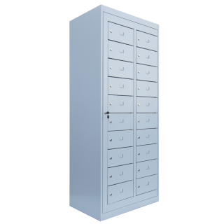 Haupttürenschrank grau, 74 cm breit, 20 Fächer | Lüllmann®