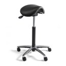 Small saddle stool, 660-910 mm, aluminium polished base, PVC