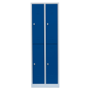 B-WARE - L&uuml;llmann&reg; Garderobenschrank - 2 Abteile doppelst&ouml;ckig - H 1800 x B 600 x T 500 mm - lichtgrau/enzianblau
