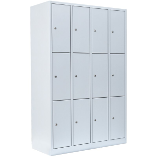 B-WARE - Lüllmann® Schließfachschrank - 4 Abteile - 12 Fächer - 1800 x 1170 x 500 mm - lichtgrau