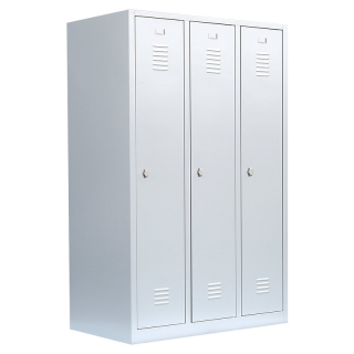 B-WARE - Lüllmann® Garderobenschrank, 3 Abteile, 1800 x 1185 x 500 mm, lichtgrau