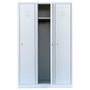 B-WARE - L&uuml;llmann&reg; Garderobenschrank, 3 Abteile, 1800 x 1185 x 500 mm, lichtgrau