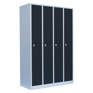 B-WARE - Lüllmann® Garderobenschrank, 4 Abteile, 1800 x 1170 x 500 mm, lichtgrau/anthrazit