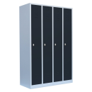B-WARE - L&uuml;llmann&reg; Garderobenschrank, 4 Abteile, 1800 x 1170 x 500 mm, lichtgrau/anthrazit