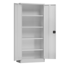 Ansicht innen mit ge&ouml;ffneten T&uuml;ren, Aktenschrank Metallschrank abschlie&szlig;bar mit 2 T&uuml;ren, 4 Fachb&ouml;den 1800 x 800 x 380mm grau X-530330