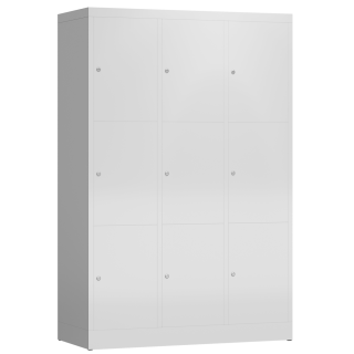 Seitenansicht XL Spind 9 Fächer extra breit Wertfachschrank 1800 x 1185 x 500 mm Fächerschrank grau X-523330