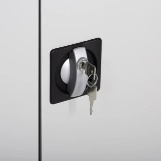 Seitenansicht vom Steelboxx Aktenschrank kompl. montiert 195x92x50cm Büro Metallschrank abschließbar Mehrzweckschrank schwarz X-530359 komplett montiert.