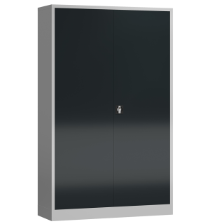 Seitenansicht vom steelboxx XXL Metallschrank abschließbar Flügeltürenschrank Aktenschrank 1945 x 1200 x 600 mm grau/anthrazit X-530388 komplett montiert.