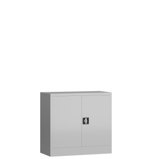 Seitenansicht vom Steelboxx Metallschrank abschließbar Flügeltürenschrank Aktenschrank 750 x 800 x 380 mm grau X-530300 komplett montiert