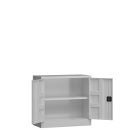 Frontansicht vom Steelboxx Metallschrank abschlie&szlig;bar Fl&uuml;gelt&uuml;renschrank Aktenschrank 750 x 800 x 380 mm grau X-530300 komplett montiert