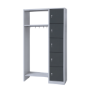 L&uuml;llmann&reg; Garderobe, 1 Abteil rechts, 5 F&auml;cher, 1800 x 1115 x 500 mm, lichtgrau/anthrazit