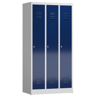 B-WARE - Spind blau, 90 cm breit, 3 Abteile | Serie ClassiX